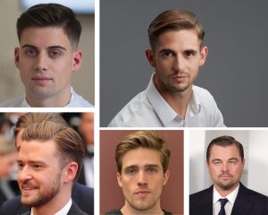 Side part з м'якою асиметрією чоловіча стрижка кругле лице