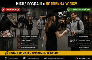 Роздача флаєрів у правильній локації для цільової аудиторії