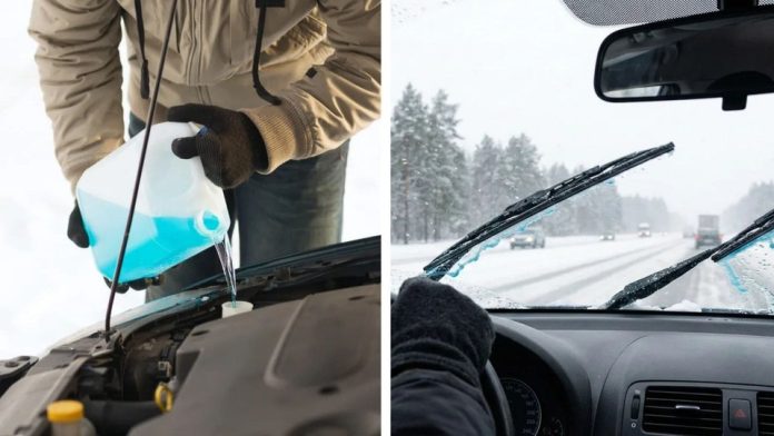 омивач скла автомобіля взимку