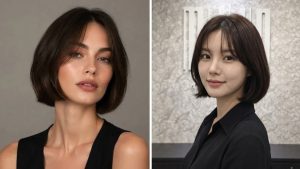 стрижка «боб-серце» з шарами у формі літери С